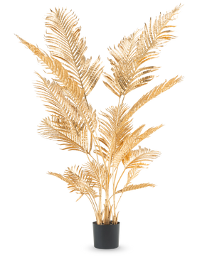 Eine künstliche Areca-Palme gold 180 cm im Topf.