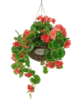 Künstliche Begonie rosa im Korb UV 70cm