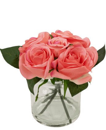 Künstlicher Rosenstrauß Real Touch Pink 18cm