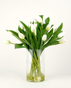 Künstlicher Blumenstrauß Tulpen in Vase Weiß 45 cm