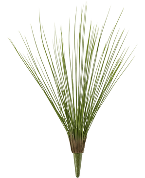 De Kunstgrasplant Royaal Gras UV 60 cm heeft lange, dunne, groene kunststengels die uitwaaieren vanaf de basis en veel lijken op siergras.